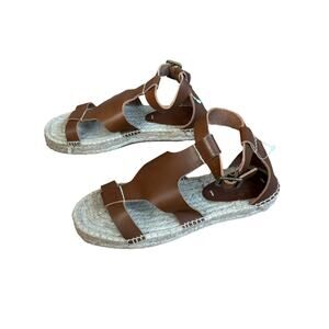 Soludos Banded Shield Sandals Tan Leather Flat Slides Women’s Size 8